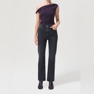 agolde vintage high rise bootcut jeans in dark grey